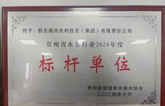 州水投集團(tuán)榮獲貴州省城鎮(zhèn)供水排水協(xié)會(huì)2024年度標(biāo)桿單位